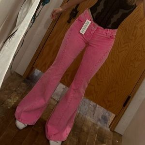 urban Outfitters BDG pink super low rise flare jeans 24’ waist size